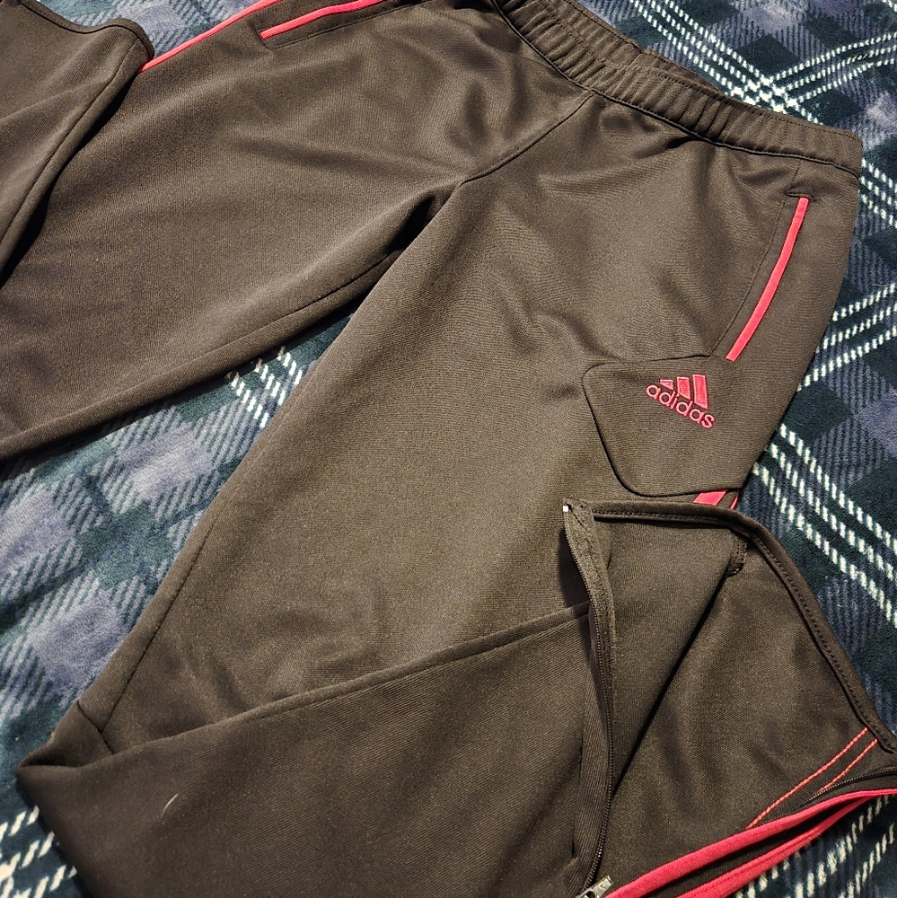 EUC Adidas Black/Pink Soccer Pants in Medium